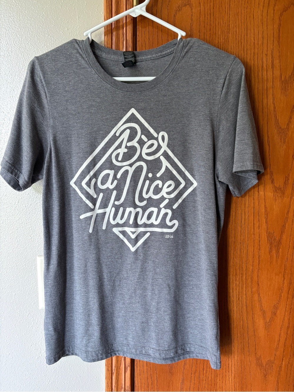 Anvil Gray Short-Sleeve 'Be a Nice Human' Graphic Tee